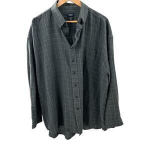 Izod Men’s Gray Plaid Button-Down Shirt - 2XL Long Sleeve‎